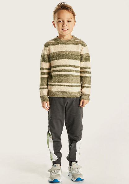 Eligo Striped Crew Neck Pullover with Long Sleeves-Sweaters and Cardigans-image-1