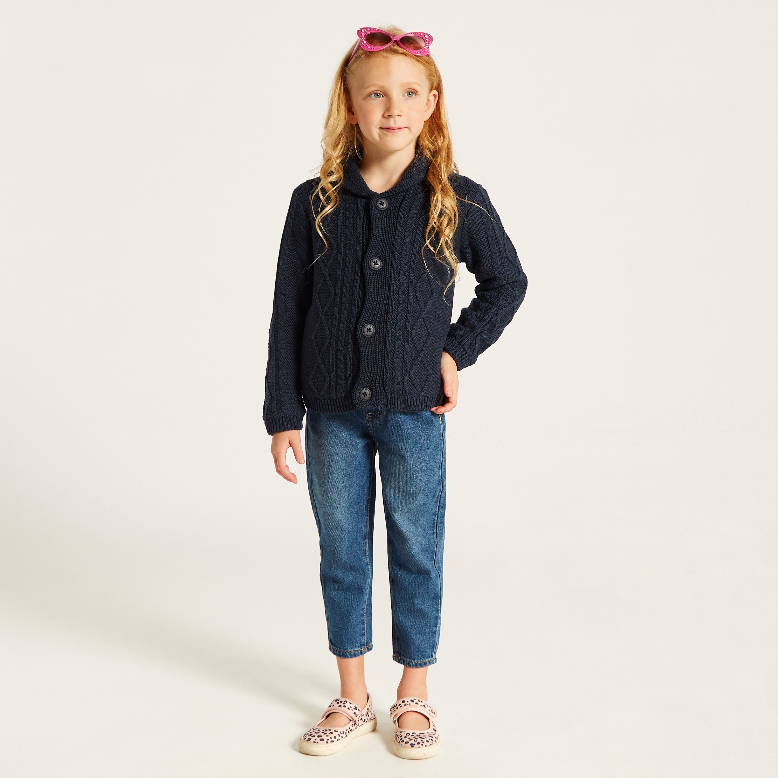 Eligo Textured Cardigan with Long Sleeves and Button Closure-girls-clothing-jumpersandcardigans-image-1
