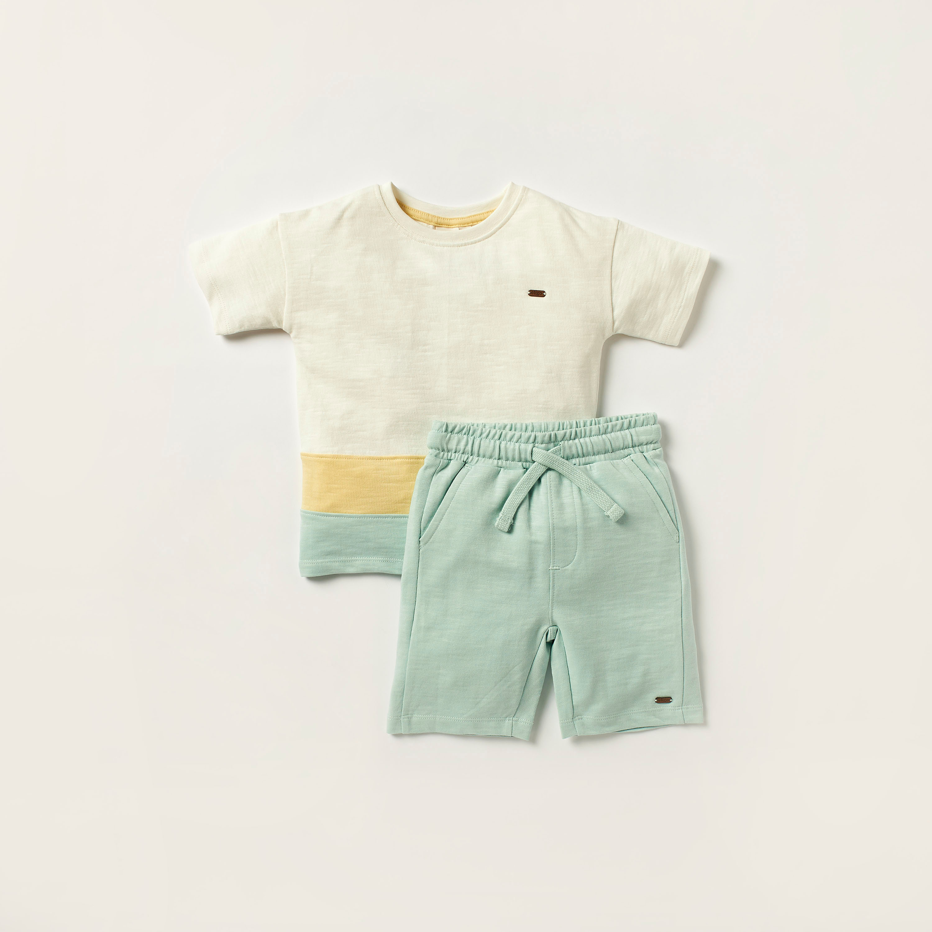 Eligo Colourblock Crew Neck T-shirt and Shorts Set-boys-clothing-setsandcoords-image-1
