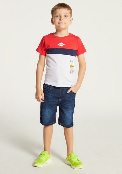 Lee Cooper Colourblock Crew Neck T-shirt with Short Sleeves