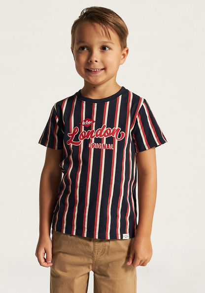 Lee Cooper Striped T-shirt with Crew Neck and Short Sleeves-T Shirts-image-1