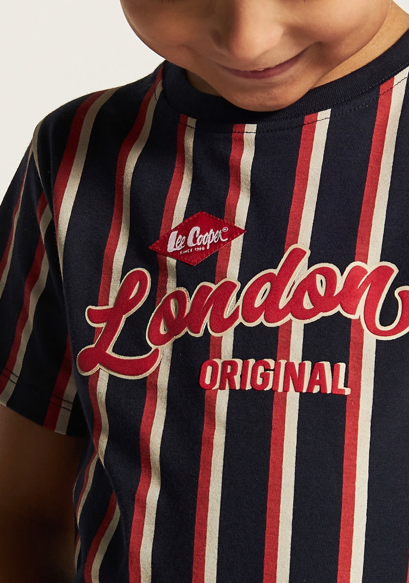 Lee Cooper Striped T-shirt with Crew Neck and Short Sleeves-T Shirts-image-2