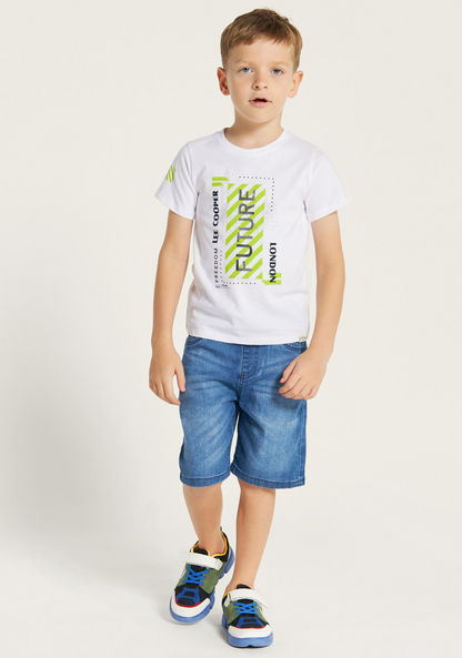 Lee Cooper Printed T-shirt with Crew Neck and Short Sleeves