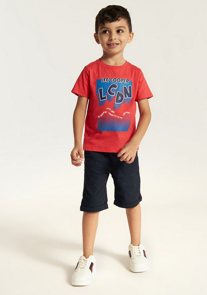 Lee Cooper Printed T-shirt with Crew Neck and Short Sleeves