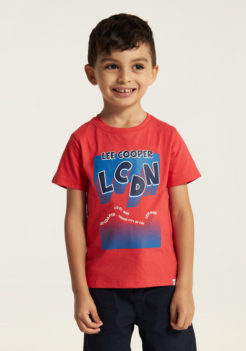 Lee Cooper Printed T-shirt with Crew Neck and Short Sleeves-T Shirts-image-1
