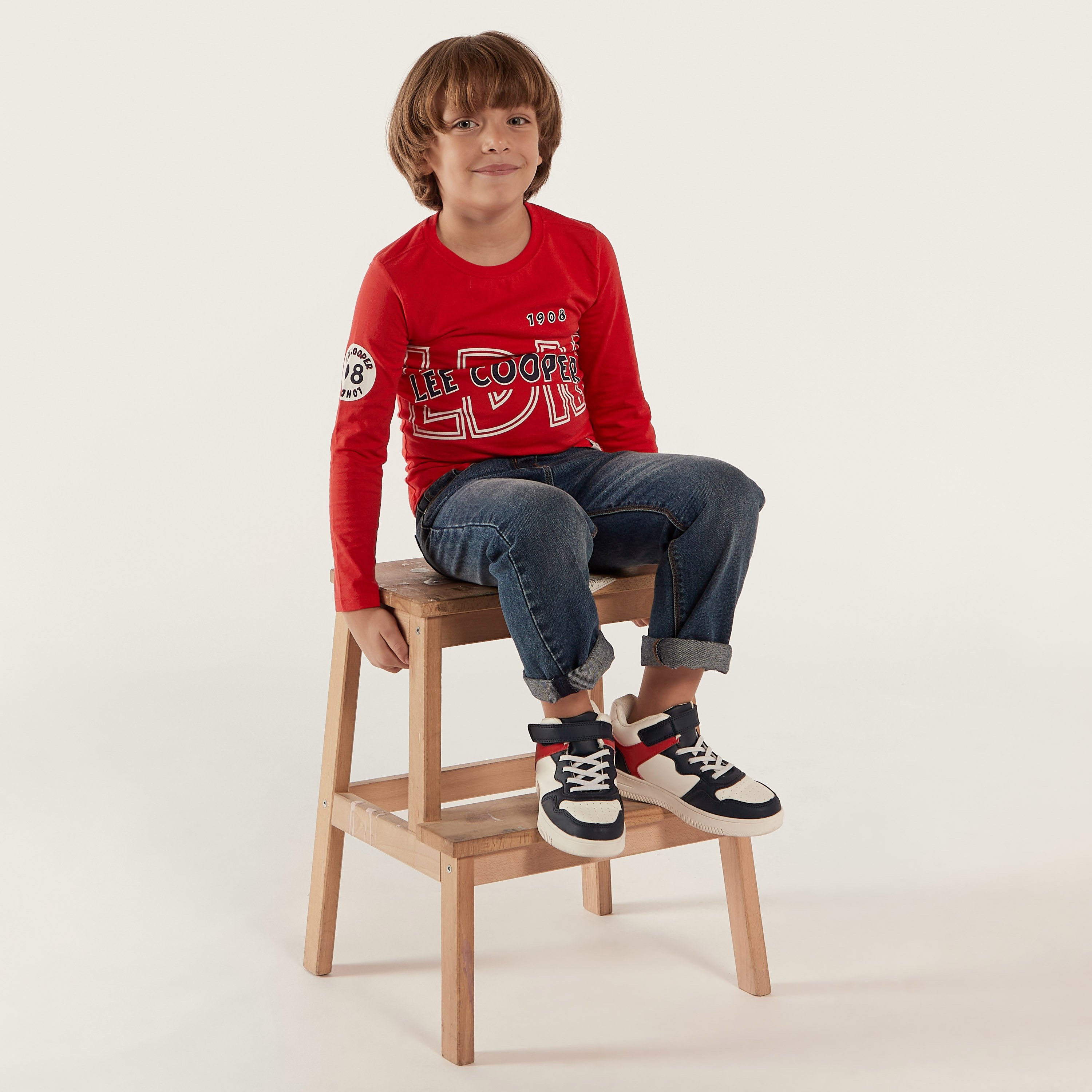Lee Cooper Printed Crew Neck T-shirt with Long Sleeves-boys-clothing-tshirtsandpolos-image-2