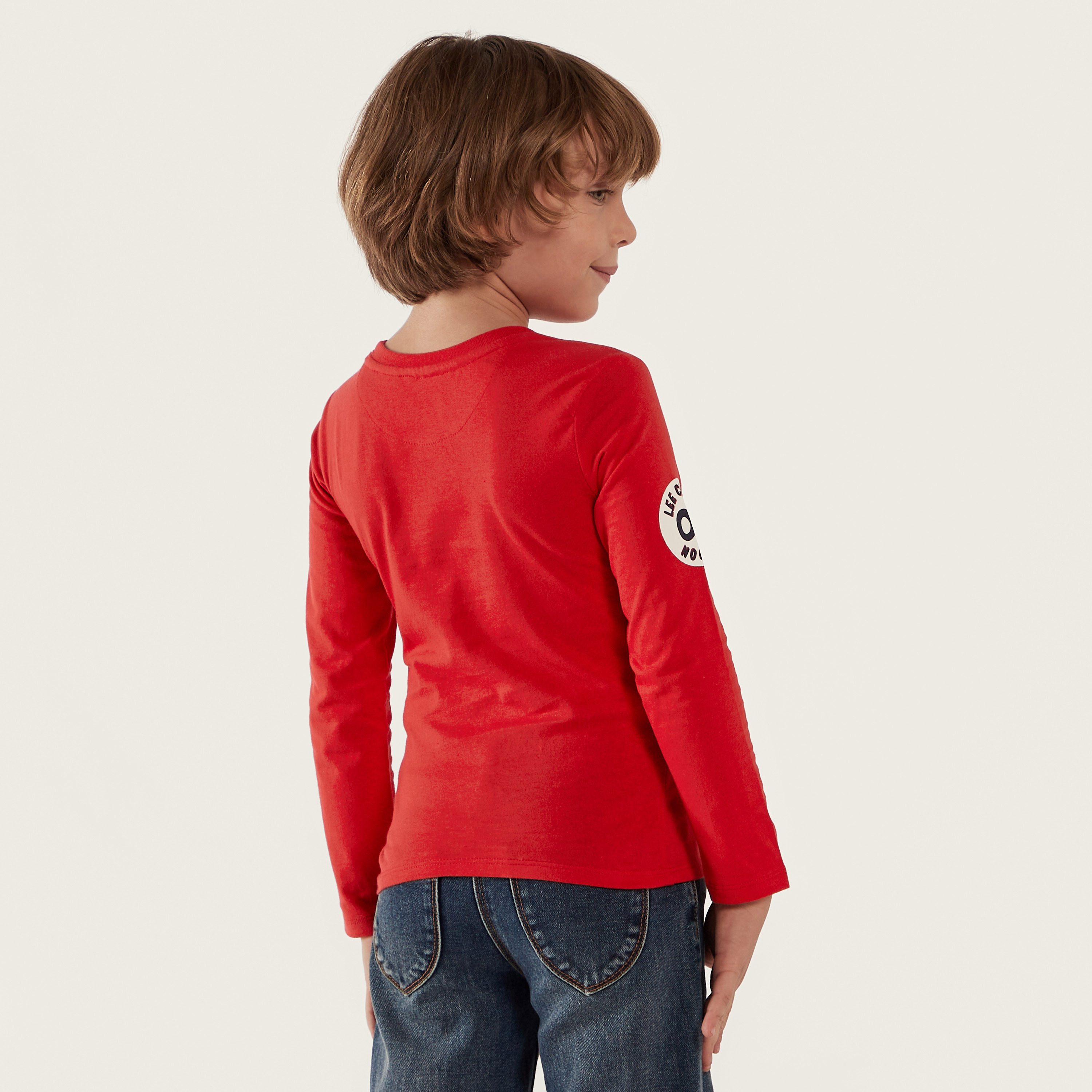 Lee Cooper Printed Crew Neck T-shirt with Long Sleeves-boys-clothing-tshirtsandpolos-image-4