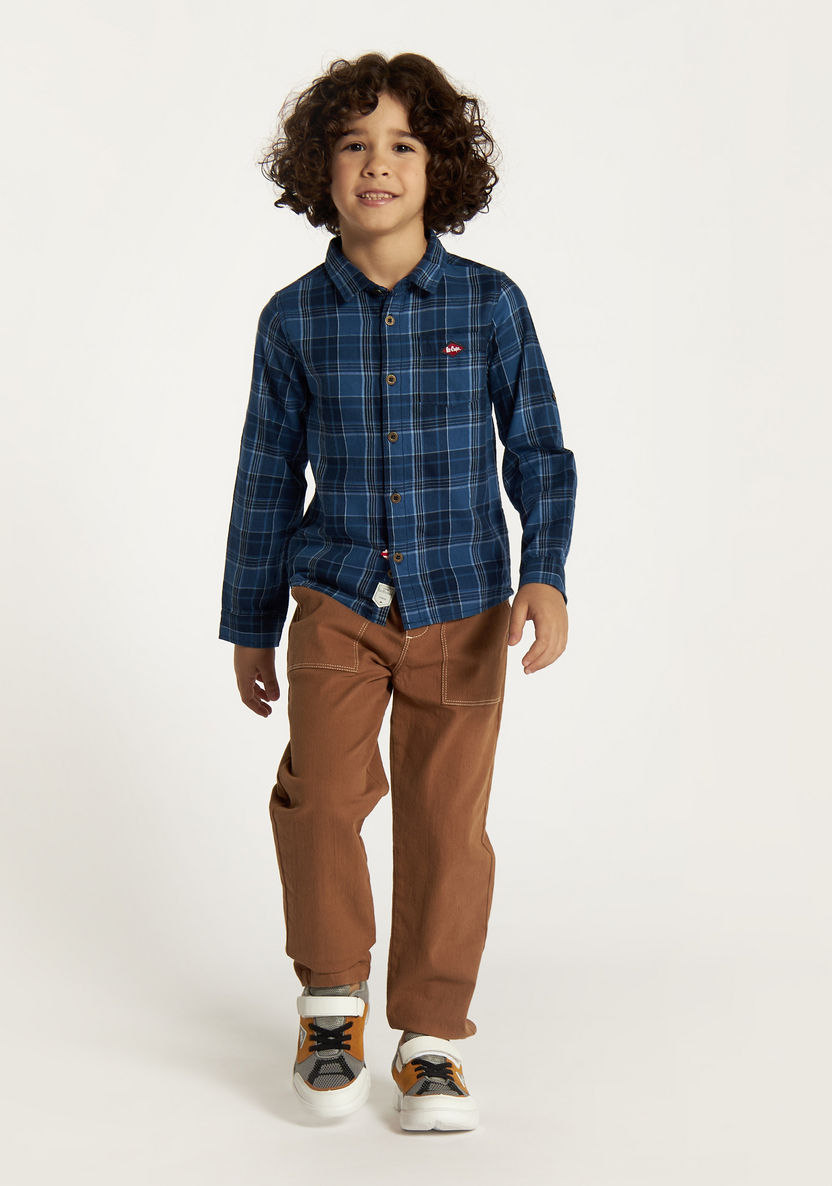 Lee Cooper Checked Shirt with Long Sleeves and Chest Pocket-Shirts-image-1