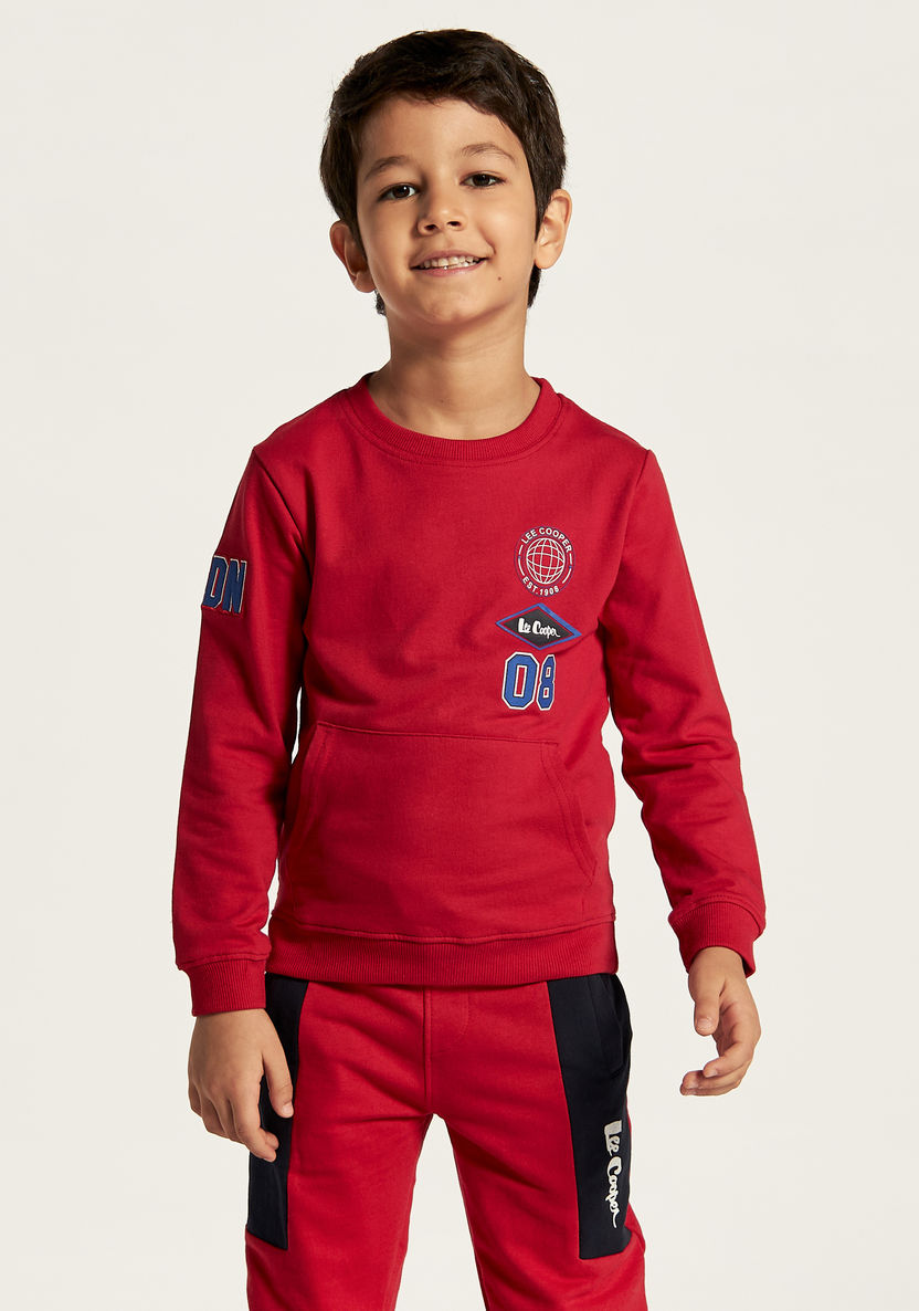 Lee Cooper Printed Sweatshirt with Kangaroo Pockets and Long Sleeves-Sweaters and Cardigans-image-1