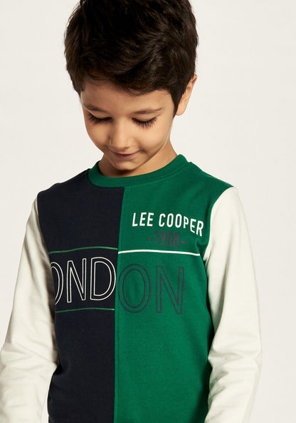 Lee Cooper Colourblock Sweatshirt with Long Sleeves and Crew Neck