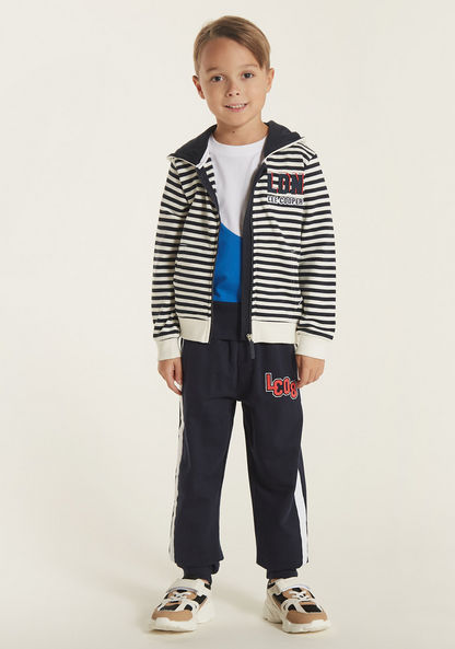 Lee Cooper Striped Zip Through Jacket with Hood and Pockets-Sweatshirts-image-1