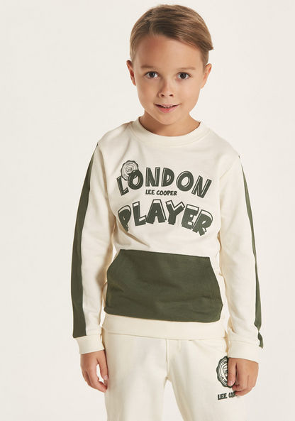 Lee Cooper Printed Crew Neck Pullover with Kangaroo Pocket-Sweatshirts-image-0