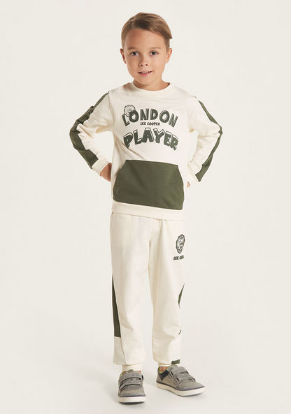 Lee Cooper Printed Crew Neck Pullover with Kangaroo Pocket-Sweatshirts-image-1