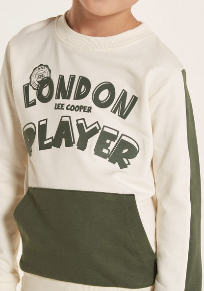 Lee Cooper Printed Crew Neck Pullover with Kangaroo Pocket-Sweatshirts-image-2
