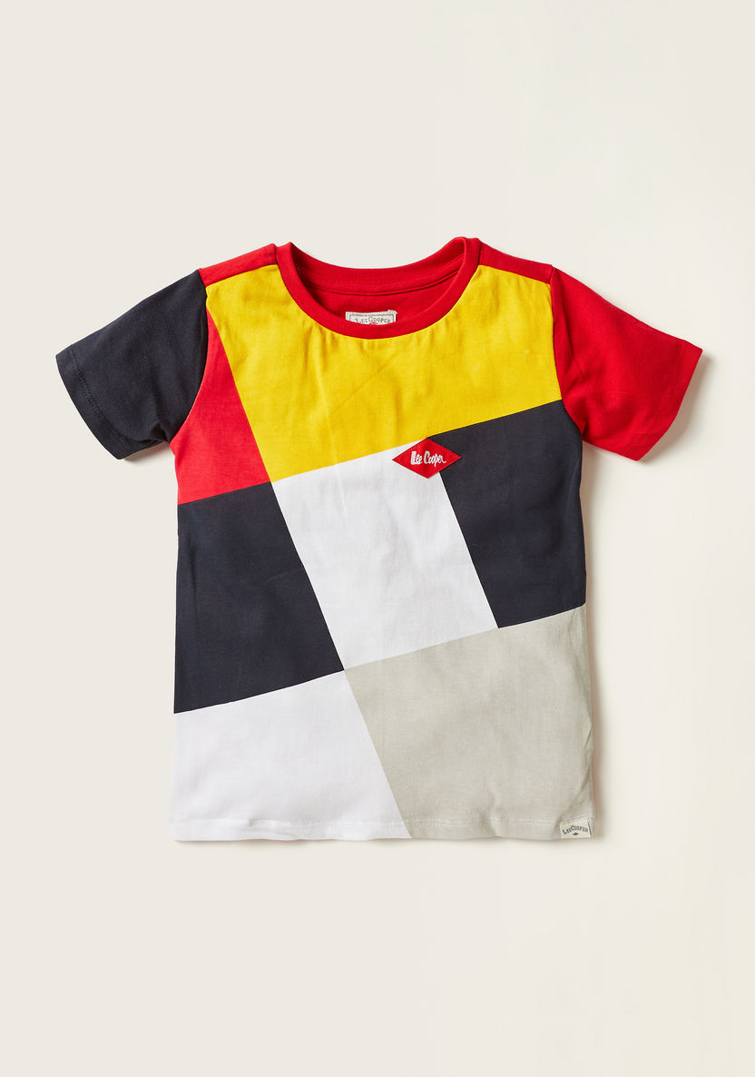 Lee Cooper Colourblock Round Neck T-shirt and Denim Shorts Set-Clothes Sets-image-4
