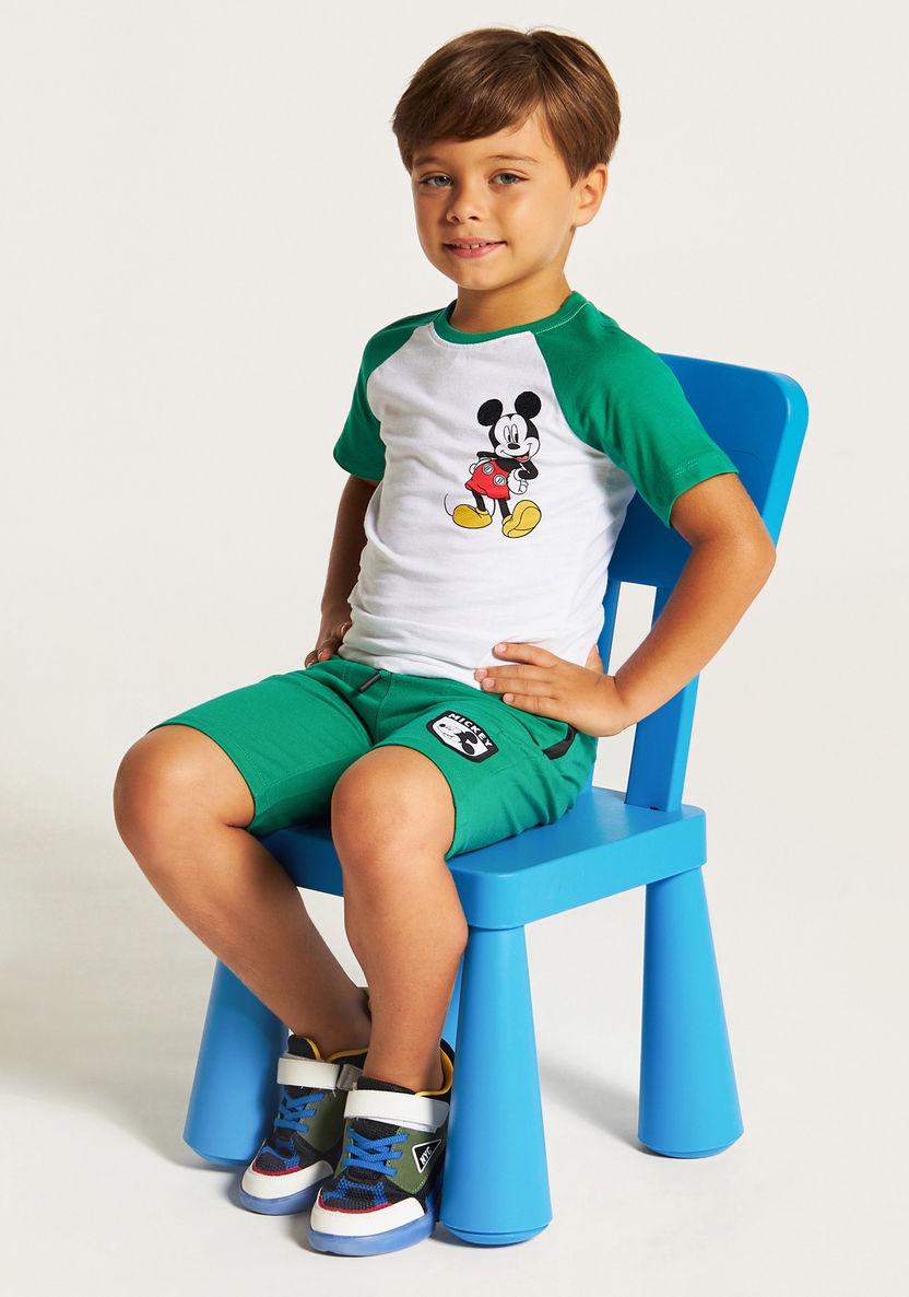 Mickey Mouse Print T-shirt with Crew Neck and Raglan Sleeves-T Shirts-image-0