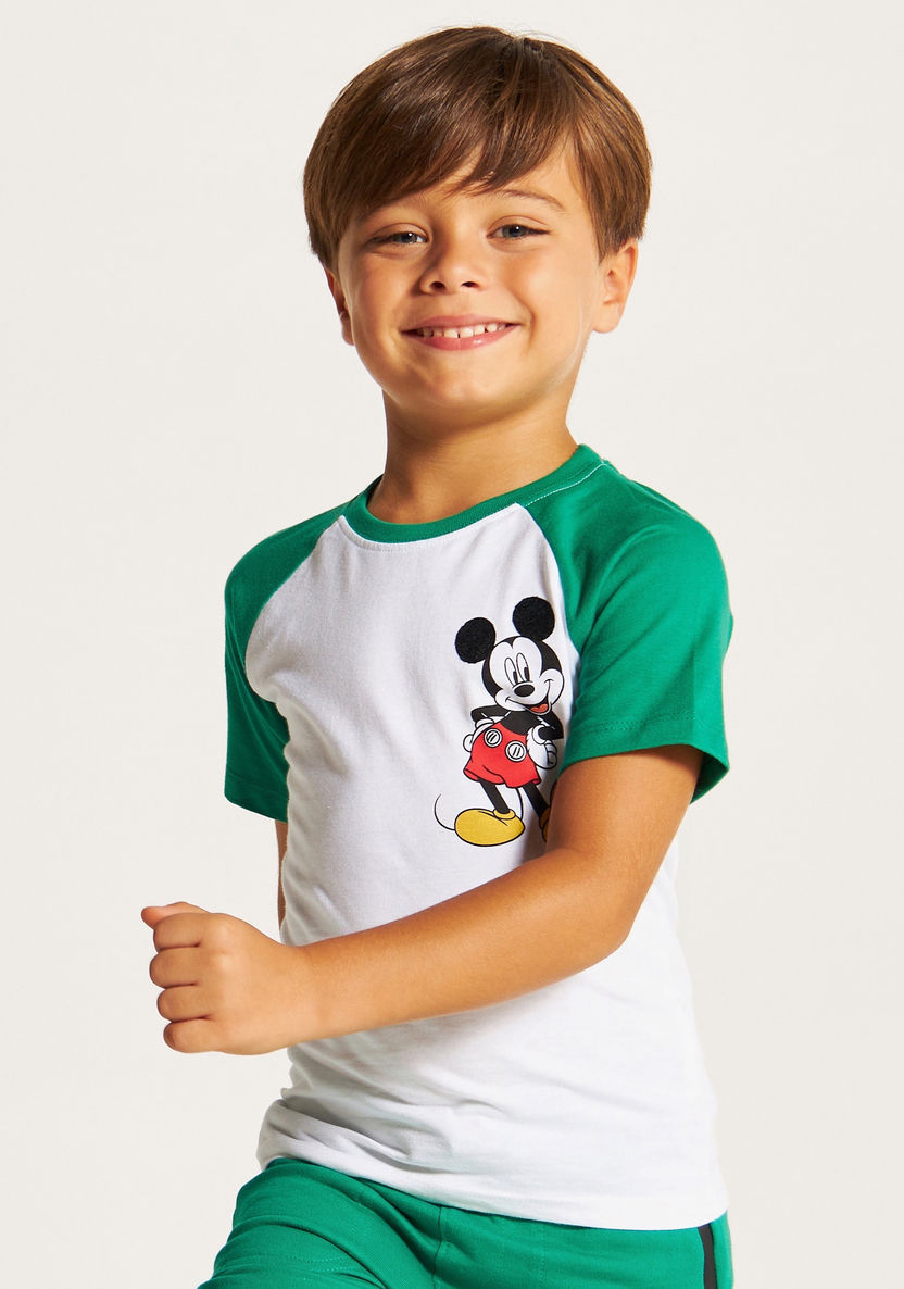 Mickey Mouse Print T-shirt with Crew Neck and Raglan Sleeves-T Shirts-image-1