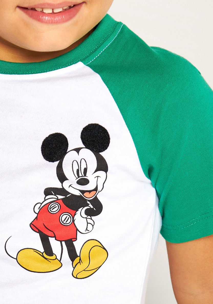 Mickey Mouse Print T-shirt with Crew Neck and Raglan Sleeves-T Shirts-image-2