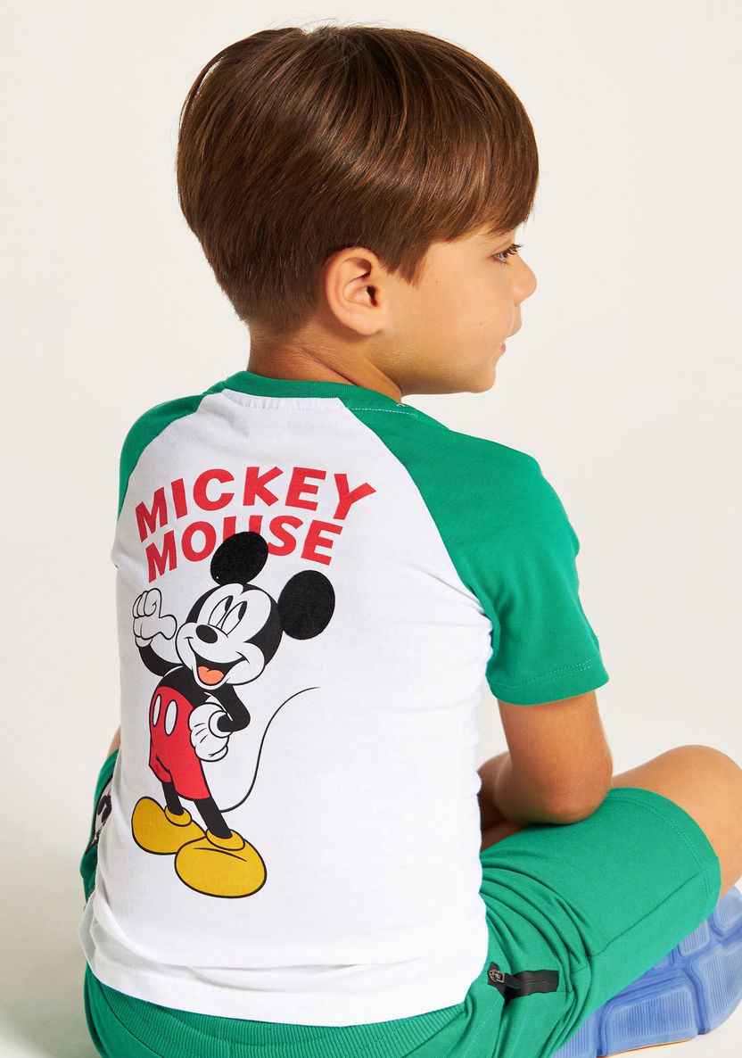 Mickey Mouse Print T-shirt with Crew Neck and Raglan Sleeves-T Shirts-image-3