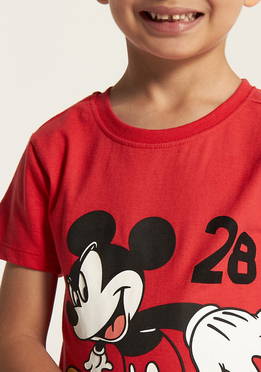 Disney Mickey Mouse Print Round Neck T-shirt with Short Sleeves-T Shirts-image-2