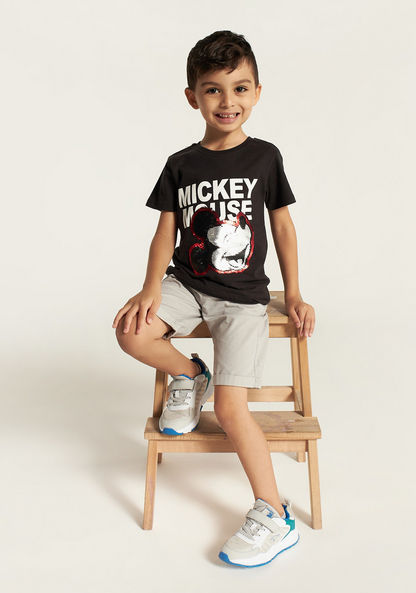 Disney Mickey Mouse Crew Neck T-shirt with Short Sleeves and Sequin Detail