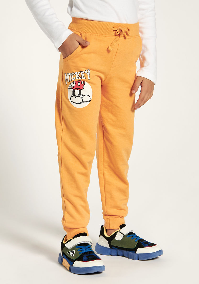 Disney Mickey Mouse Print Joggers with Drawstring Closure and Pockets-Joggers-image-0