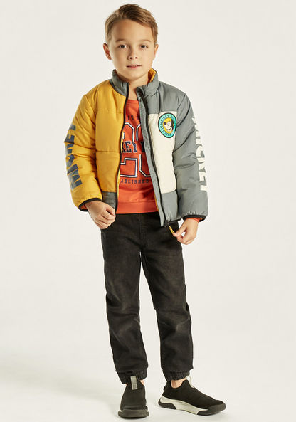 Disney Mickey Mouse Print Heavy Jacket with High Neck and Long Sleeves-Coats and Jackets-image-1