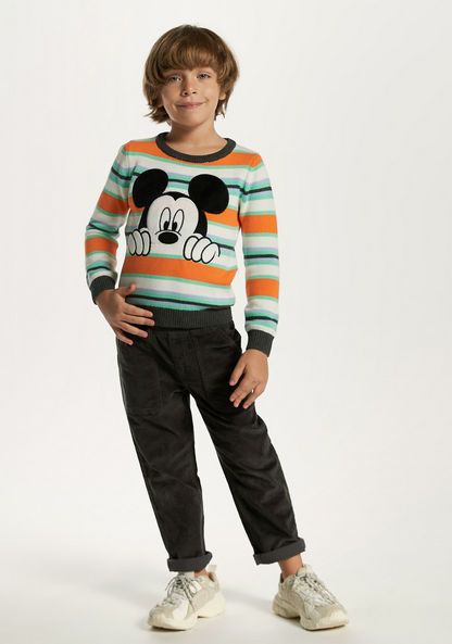 Mickey Mouse Applique Detail Pullover with Crew Neck and Long Sleeves-Sweatshirts-image-0