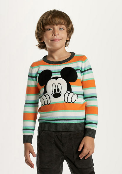 Mickey Mouse Applique Detail Pullover with Crew Neck and Long Sleeves-Sweatshirts-image-1
