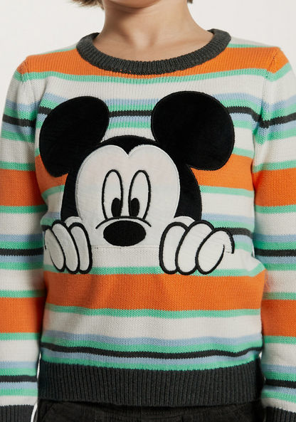 Mickey Mouse Applique Detail Pullover with Crew Neck and Long Sleeves-Sweatshirts-image-2