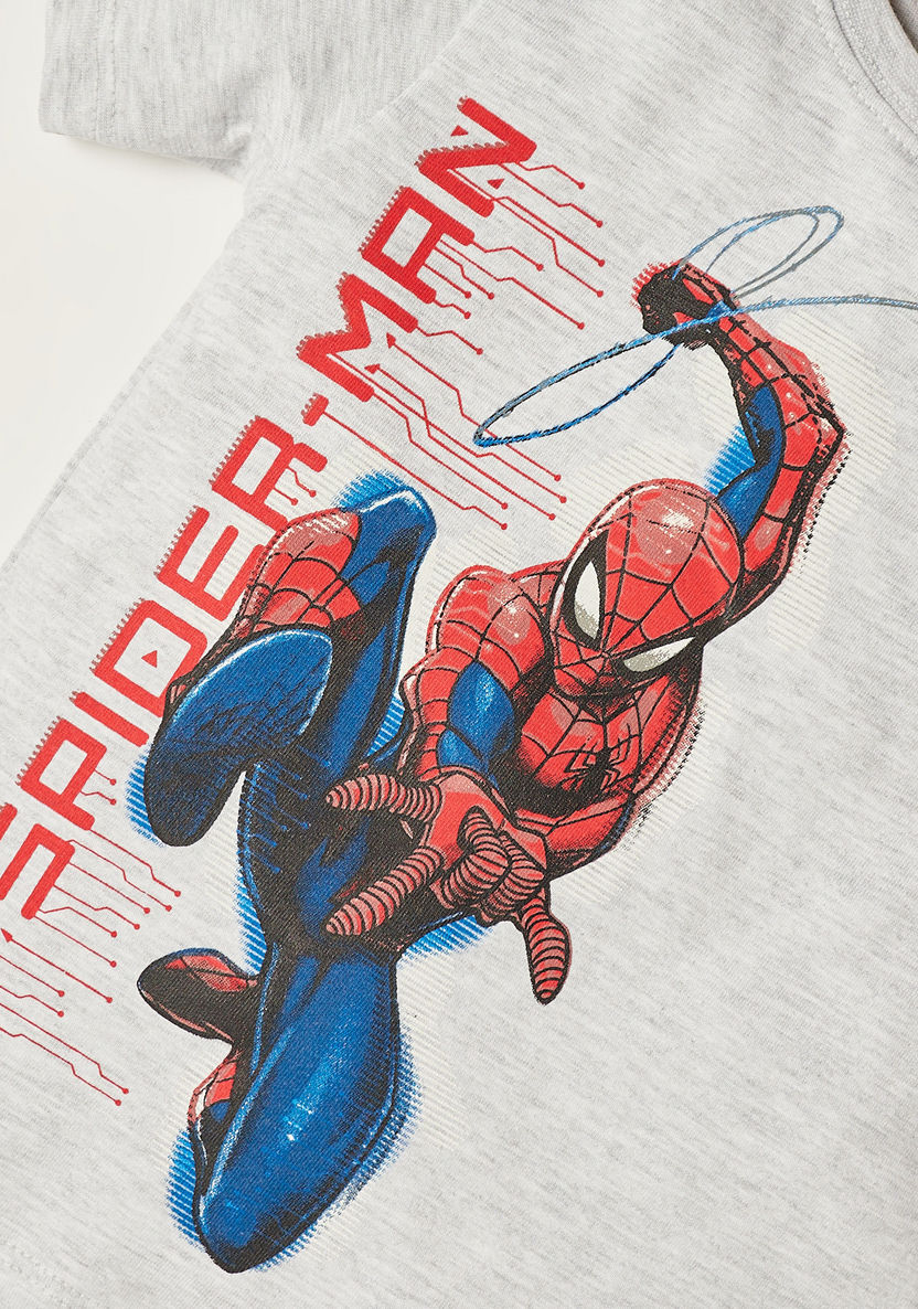 Spiderman Print T-shirt with Crew Neck and Short Sleeves-T Shirts-image-3
