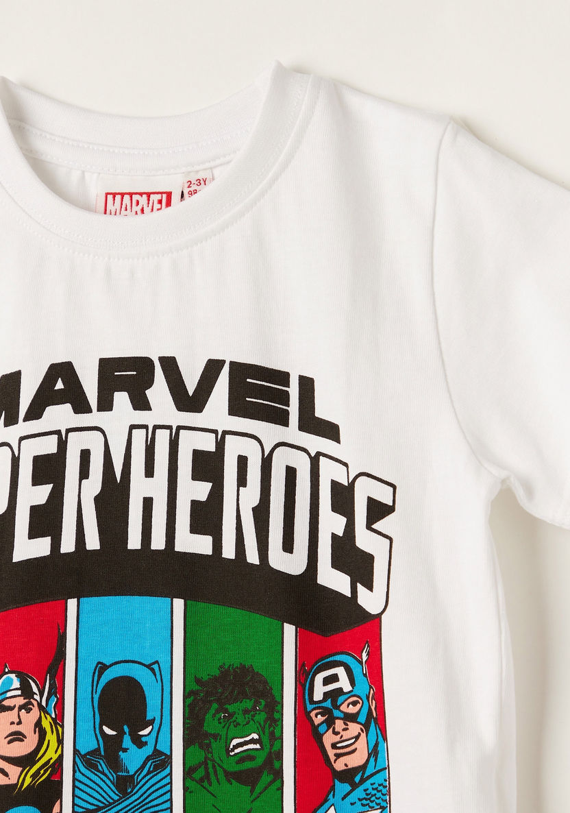 Superhero Print Crew Neck T-shirt with Short Sleeves-T Shirts-image-1
