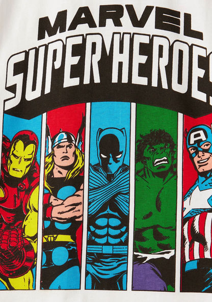 Superhero Print Crew Neck T-shirt with Short Sleeves