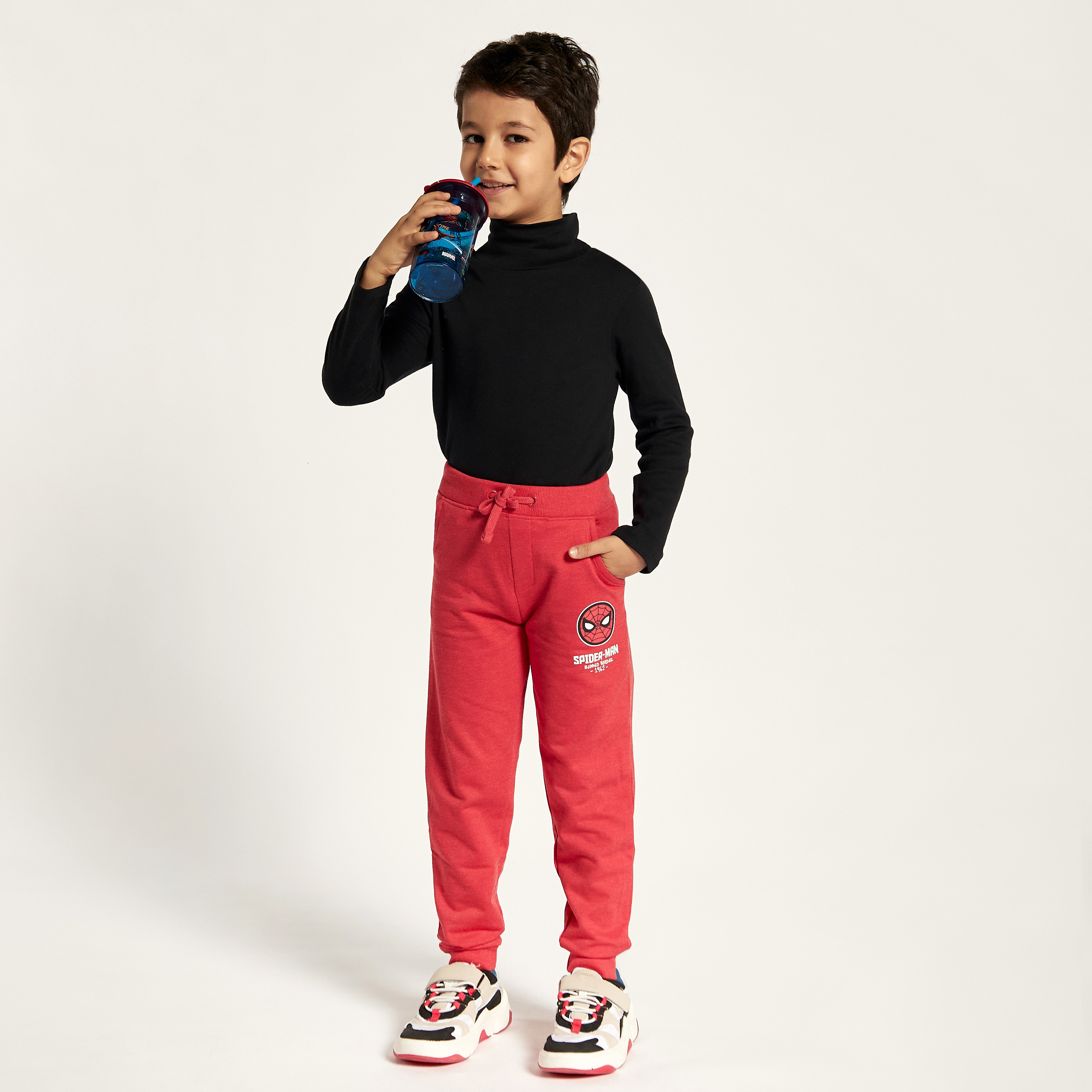 Spider-Man Print Joggers with Drawstring Closure and Pockets-boys-clothing-bottoms-joggersandtrackpants-image-2