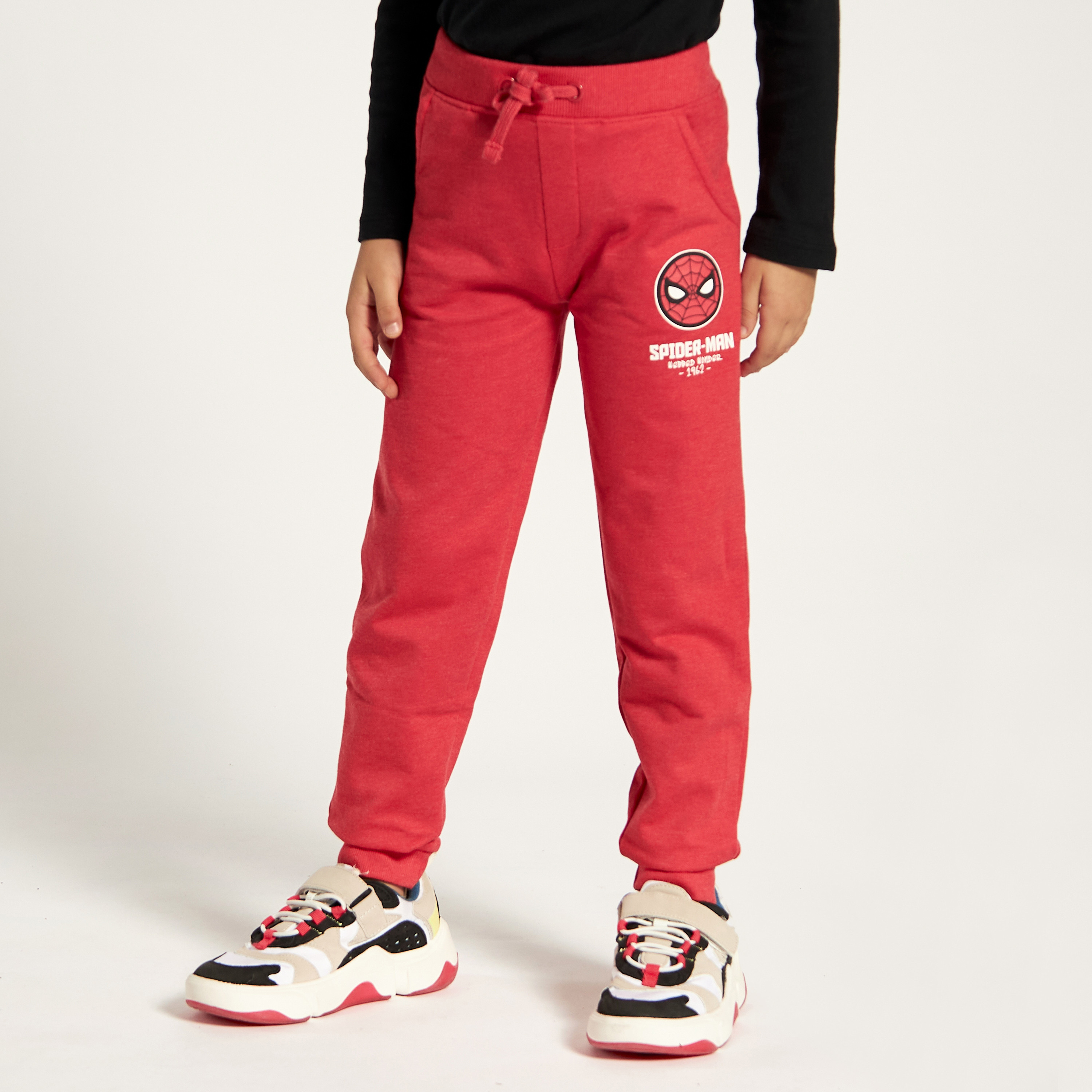 Spider-Man Print Joggers with Drawstring Closure and Pockets-boys-clothing-bottoms-joggersandtrackpants-image-1