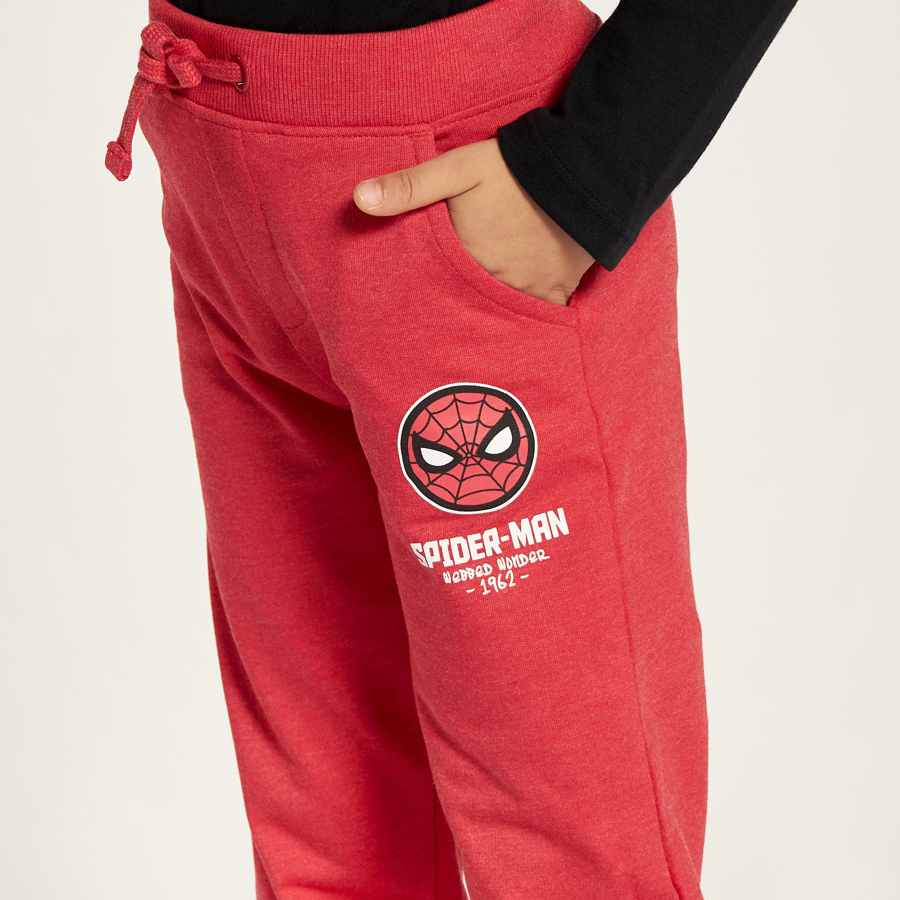 Spider-Man Print Joggers with Drawstring Closure and Pockets-boys-clothing-bottoms-joggersandtrackpants-image-3