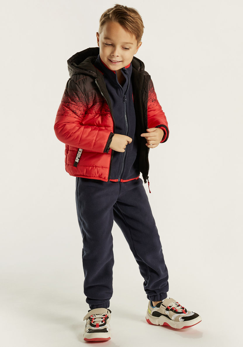 Spider-Man Applique Detail Puffer Jacket with Hood and Pockets-Coats and Jackets-image-1