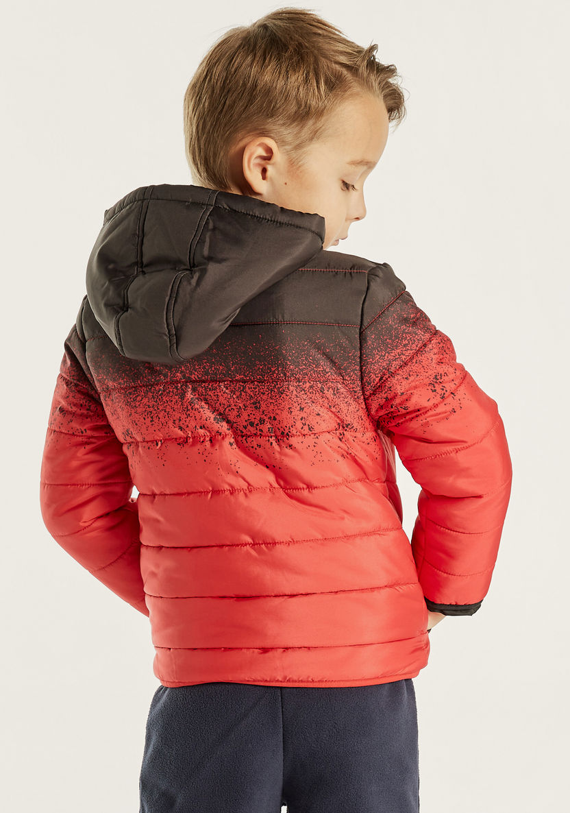 Spider-Man Applique Detail Puffer Jacket with Hood and Pockets-Coats and Jackets-image-3