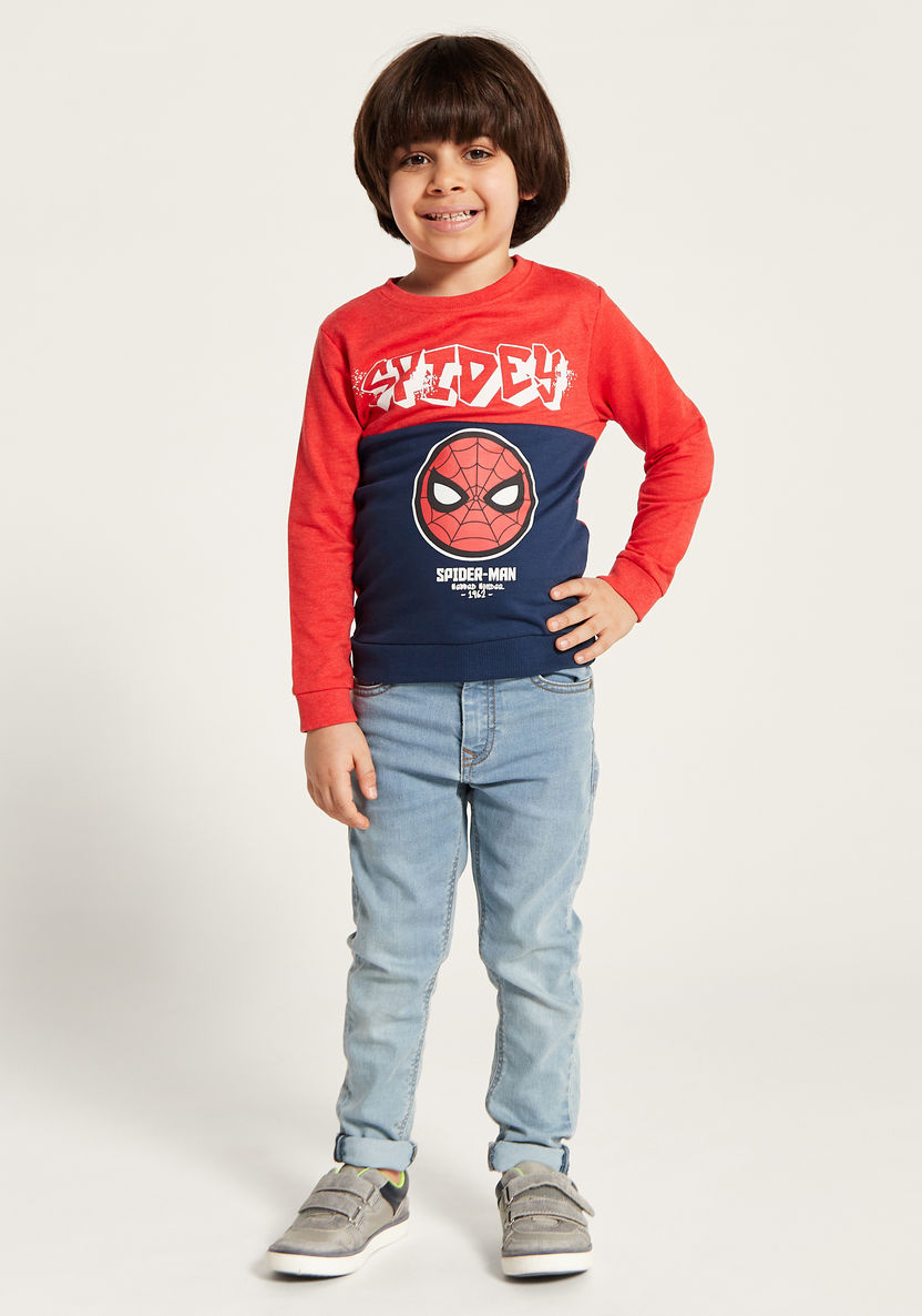 Spider-Man Print Crew Neck Sweatshirt with Long Sleeves-Sweatshirts-image-0