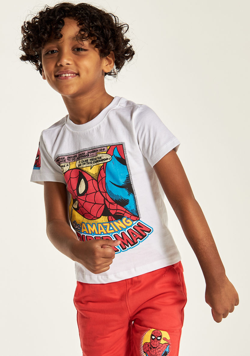 Spider-Man Print Short Sleeves T-shirt and Elasticated Shorts Set-Clothes Sets-image-2