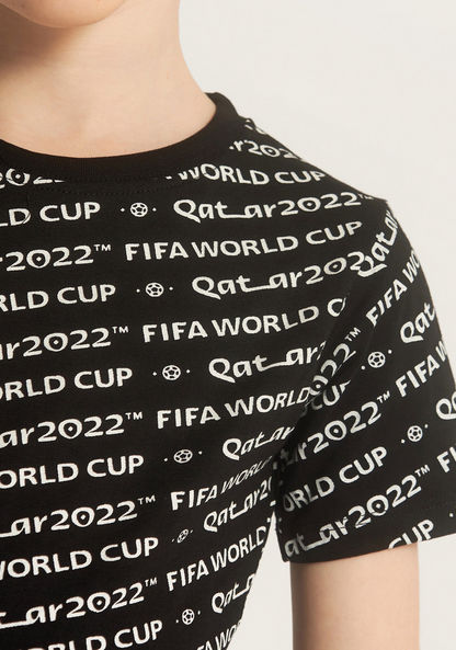 FIFA Printed Crew Neck T-shirt with Short Sleeves