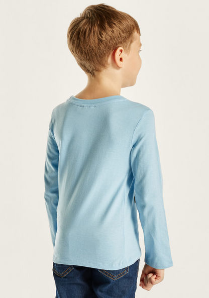 Peanuts Print Round Neck T-shirt with Long Sleeves-T Shirts-image-3