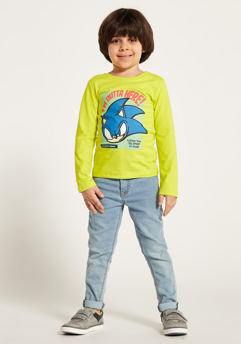 SEGA Sonic The Hedgehog Print T-shirt with Long Sleeves-T Shirts-image-0