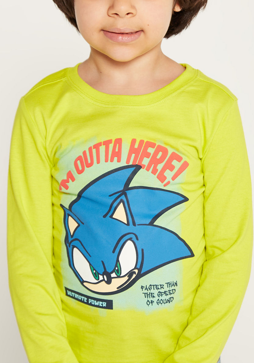 SEGA Sonic The Hedgehog Print T-shirt with Long Sleeves-T Shirts-image-2