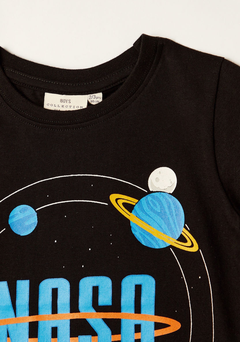 NASA Printed Crew Neck T-shirt with Short Sleeves-T Shirts-image-1
