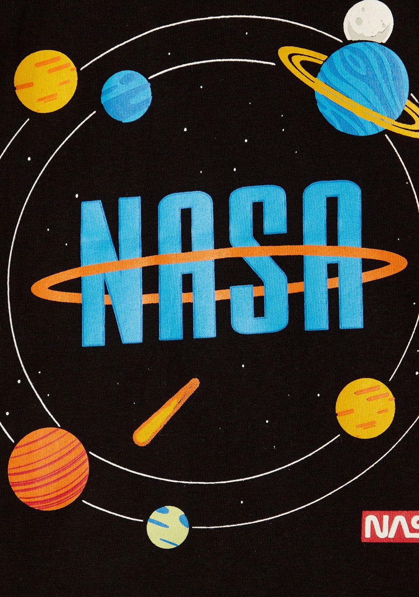 NASA Printed Crew Neck T-shirt with Short Sleeves-T Shirts-image-2