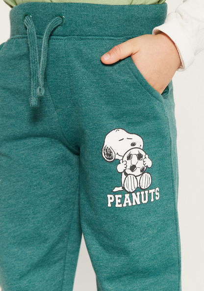 Peanuts Print Joggers with Drawstring Closure and Pockets