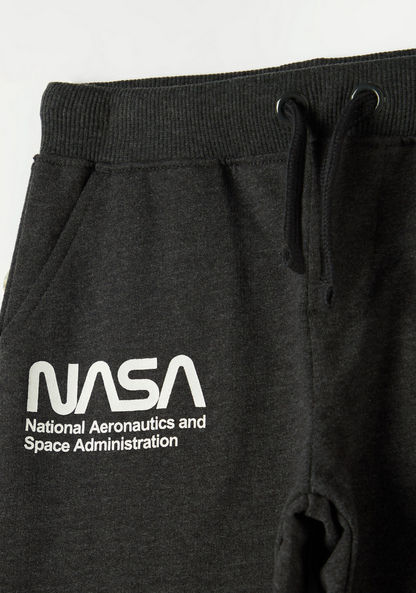 NASA Printed Jogger with Drawstring Closure and Pockets-Joggers-image-1