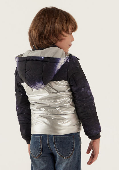 NASA Quilted Jacket with Hood and Long Sleeves-Coats and Jackets-image-3