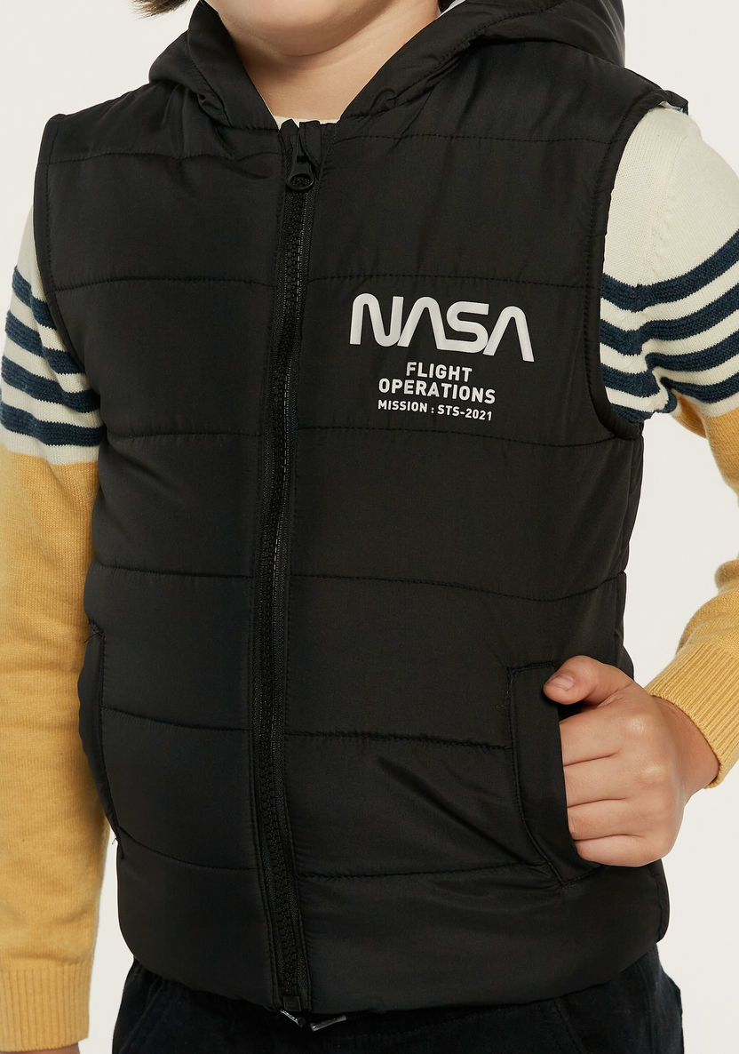 NASA Printed Gilet with Hood-Coats and Jackets-image-2